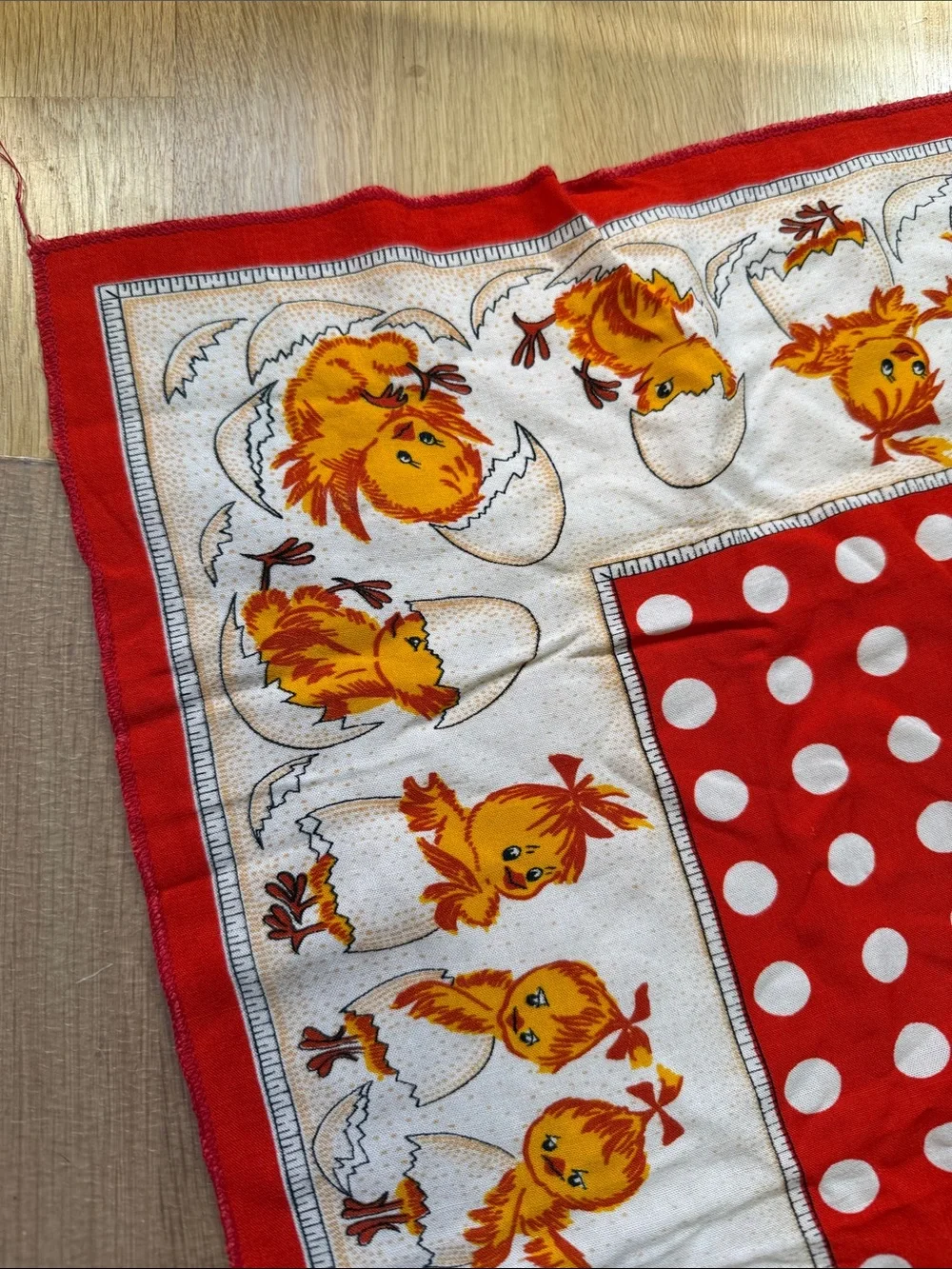 Baby Chicks Hatching Red polkadots cotton scarf